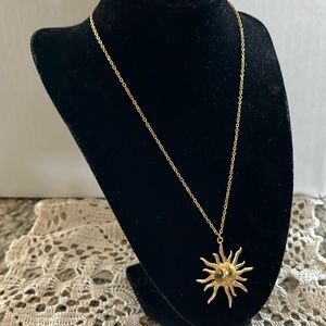 NEW Gold Tone Sun Pendant Necklace – 20” Chain – Yoga | Celestial
